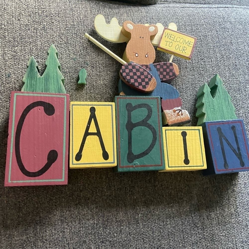 Vintage wood cabin blocks T9